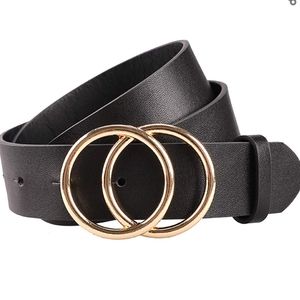 Faux Leather Belt with Double O-Ring Buckle